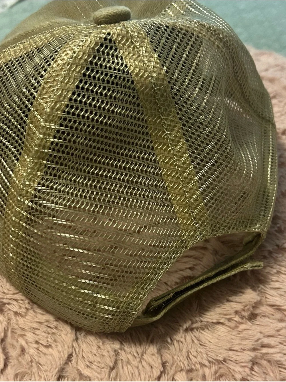 Custom Designed Tan Trucker Hat with Lace Trim